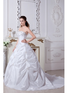 White Strapless Luxurious Princess Bridal Gown with Train IMG_2152
