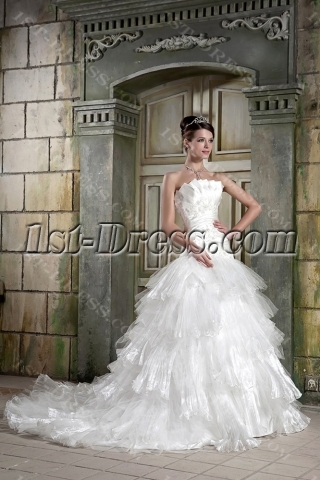 Beautiful White Masquerade Ball Gown Wedding Dress GG1082