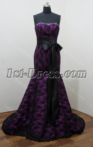 Black A Line Sweetheart Satin Lace Prom Dress 2822