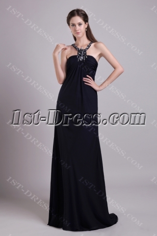 Black Halter T Back Maternity Prom Dress IMG_0680