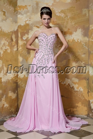 Brilliant Pink 2013 Evening Dress with Slit Front GG1037