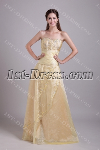 Champagne Long Sweetheart Bridesmaid Gown Cheap with Embroidery 0763