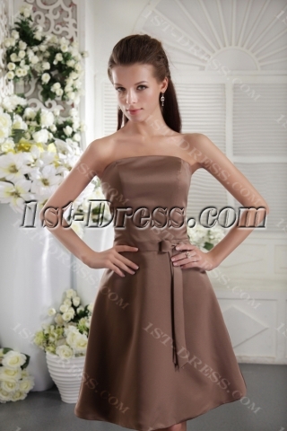 Chocolate Short Simple Junior Bridesmaid Dress IMG_0042