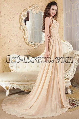 Halter Champagne Evening Party Dress Cheap IMG_5239