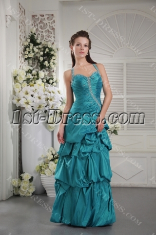Halter Teal Blue Quinceanera Dress with Cheap IMG_9795