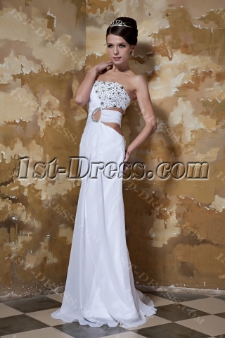 Ivory Long Casual Sexy Beach Bridal Gowns with Keyhole GG1035