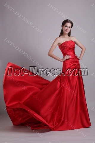 Red Satin Simple Mature Bridal Gown for Sale 0820