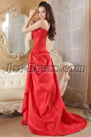 Red Strapless Illusion Sexy Masquerade Prom Gown Dress IMG_5227