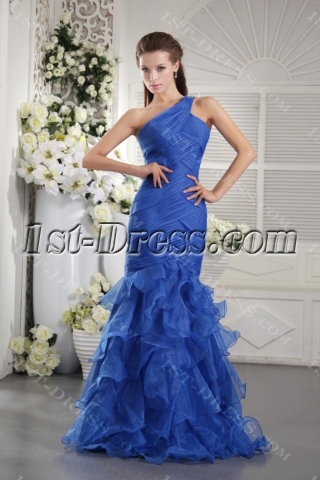 Royal Blue Mermaid Evening Dress 2013 with One Shoulder IMG_9855