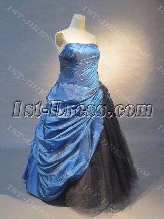 Royalblue A-Line Strapless Taffeta Tulle  Ball Gown 0431
