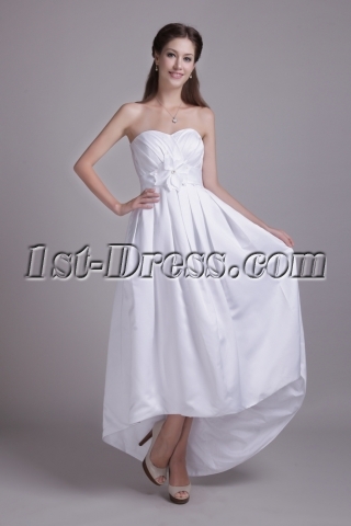 Simple High-low Hem Beach Empire Bridal Gown for Large Size IMG_0655