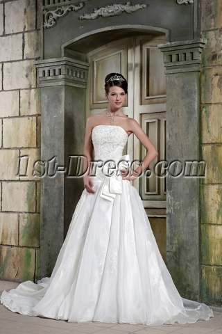 Strapless Cheap Bridal Gown Dress with Drop Waist GG1078