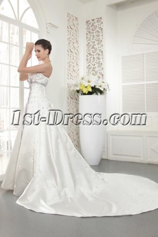 Strapless Haute Empire Princess Bridal Gown with Lavender Sash IMG_5494