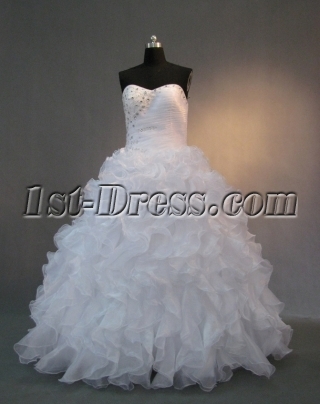 White Strapless Sweetheart  Organza Quinceanera Dress IMG_1995