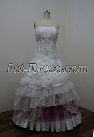White Taffeta Sweetheart Satin Lace Ball Gown 2860