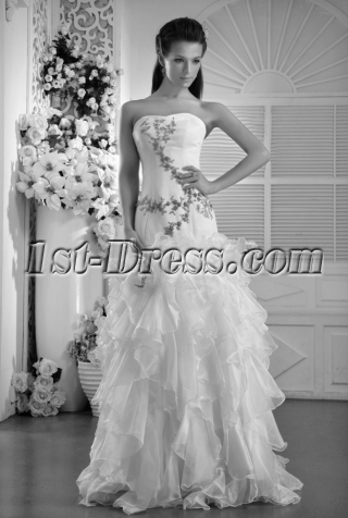 White with Green Embroidery 2011 Ruffled Quinceanera Dress IMG_0004