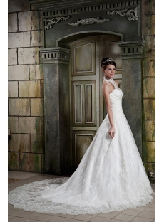 Antique Lace Long A-line Halter Bridal Gown GG1084