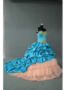 Aqua Floor-Length Taffeta 2012 Quinceanera Dress for Plus Size IMG-0343