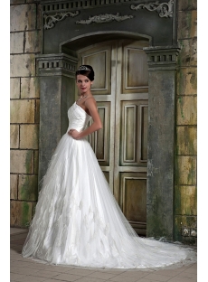 Asymmetrical Neckline Long A-line Bridal Gown 2013 with Feather GG1077