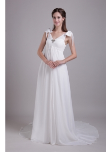 Beautiful Chiffon Maternity Wedding Dress with V-neckline IMG_0723