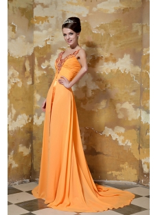 Beautiful Long Orange Graduation Dress with Train GG1041