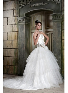 Beautiful Strapless Long Princess Ball Gown Wedding Dress with Train GG1085
