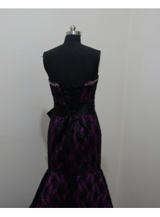Black A Line Sweetheart Satin Lace Prom Dress 2822