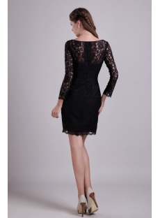 Black Lace Short Mother of Brides Gowns with Long Sleeves 0937