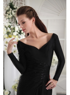 Black Long Sleeves Modest Evening Dress IMG_9904