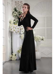 Black Long Sleeves Modest Evening Dress IMG_9904