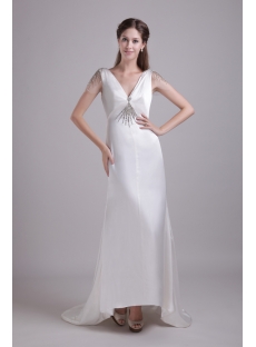 Cap Sleeves Western Bridal Gown with Backless 0857