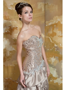 Champagne High-Low Prom Dresses Cheap with Front Slit GG1052