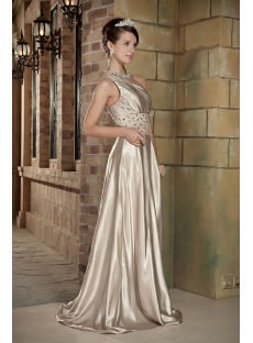 Champagne One Shoulder Military Ball Prom Dresses with Shawl GG1008