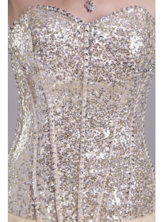 Champagne Sequins Junior Short Prom Gown 0985
