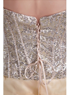 Champagne Sequins Junior Short Prom Gown 0985