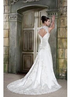 Cheap Long Satin Simple Garden Wedding Dress 2012 with Keyhole GG1081