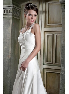 Cheap Long Satin Simple Garden Wedding Dress 2012 with Keyhole GG1081