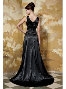 Glamorous Black Long Vintage Prom Dress with V-neckline GG1046