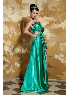 Green and Leopard Slit Front Prom Dress GG1059