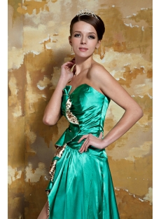 Green and Leopard Slit Front Prom Dress GG1059