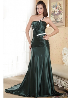 Green and White Formal Military Prom Dress with One Shoulder IMG_5218