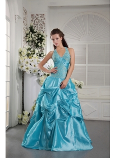 Halter Cheap Quinceanera Dress in Blue IMG_9787