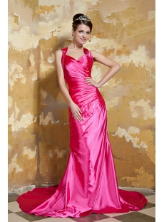 Hot Pink Floor Length Criss Cross Back Prom Dress with Train 2013 GG1057