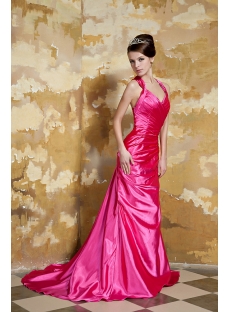 Hot Pink Floor Length Criss Cross Back Prom Dress with Train 2013 GG1057