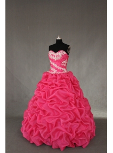 Hot Pink Floor Length Organza Quinceanera Dress IMG_0483
