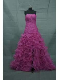 Hot Pink Floor Length Satin Organza Quinceanera Dress 2480