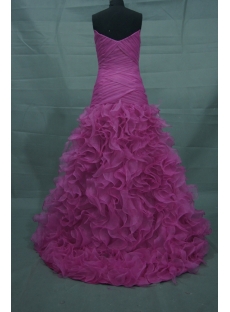 Hot Pink Floor Length Satin Organza Quinceanera Dress 2480