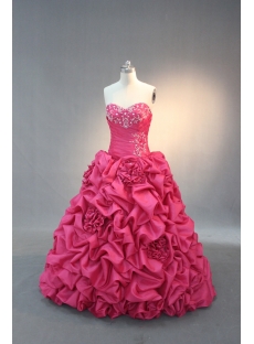 Hot Pink Strapless Sweetheart Taffeta Quinceanera Dress IMG_2092
