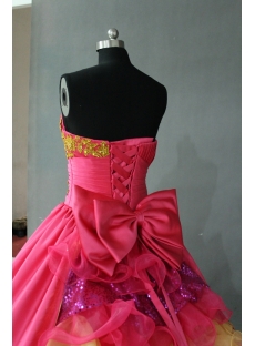 Hot pink and Gold Princess Strapless Sweetheart Taffeta Quinceanera Dress IMG_0346