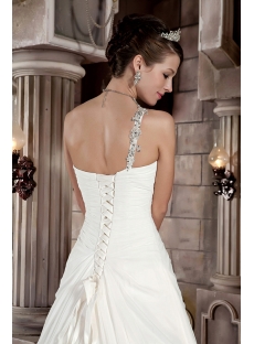 Long Beaded Beautiful One Shoulder Princess Bridal Gown GG1034
